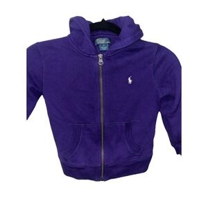 Polo Ralph Lauren Full Zip Boys Size 5 Purple Polo Hoodie Jacket White Horse